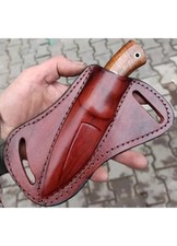 HANDMADE BELT SHEATH HOLSTER Genuine Leather Cover Case for  FIXED BLADE KNIFE  picture