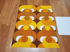 Awesome RARE Vintage Mid Century retro 70s Yel Tan Circle Twist Drop fabric WOW picture