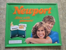Vtg 1987 Metal Embossed Newport Menthol Kings Cigarette Sign Garage Americana picture