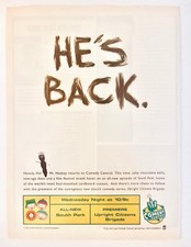 Vtg South Park Mr. Hankey Print Ad UCB Comedy Central - 8x11