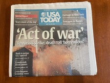 USA TODAY 2001 NEWSPAPER - 9/11 - ACT OF WAR - 9/12/01 COMPLETE EDITION picture
