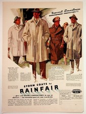 Vtg 1940s Rainfair Storm Coats Ad Men's Fashion Illustration Ephemera picture