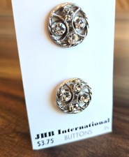 RARE VINTAGE J H B INT'L Gold Tone Crystal Pave Buttons On Card 1980s-1990s picture