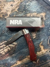 NRA National Rifle ASSO. Knife Lock Back Blade Rosewood Handle Pocket Stainless picture