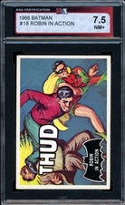 1966 TOPPS USA BATMAN BLACK BAT #18 Robin in Action KSA 7.5 NM+ Card picture