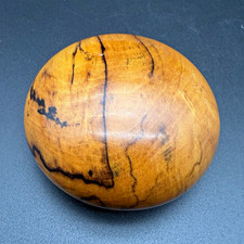 Vintage Tom Laser 1985 Hand Turned Spalted Sugar Maple Wood Paperweight Signed picture