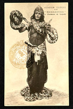 10s French Snake Charmer Messaouda circus carnival sideshow postcard picture