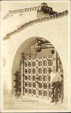 Death Valley California CA Man & Dog at Iron Gate c1920s-40s RPPC Postcard picture
