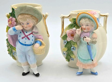 Pair Antique Victorian Porcelain Spill Vases 5