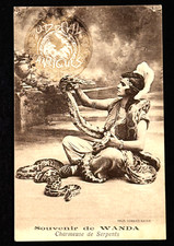 10s French Snake Charmer Wanda circus carnival sideshow postcard picture