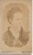 Antique CDV Photo Pretty Woman Girl Ruffle Dress Nicholson Kokomo Indiana 1860s picture