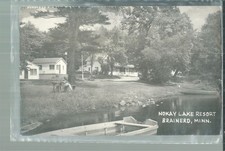 NICE RPPC VIEW OF THE COTTAGES AT NOKAY LAKE RESOR IN BRAINERD, MN 1952 picture