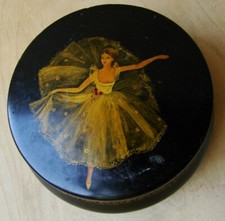 Soviet USSR lacquer box painting ballerina figure dance picture