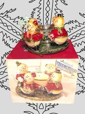 KIRKLAND'S Tinseltown Snowmen CHRISTMAS Ceramic Votive Candle Holder with Box picture
