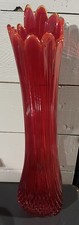 Beautiful Vtg 24-3/4”L.E. Smith Red Amberina Art Glass Vase “Diamond Butt” Read picture