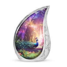 Eternal Harmony: Peacock Adorned Adult Cremation Memory Keeper Keepsake picture