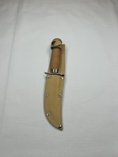 Vintage K.J.Eriksson Mora Sweden Birch Handle Fixed Blade Knife & Sheath  picture