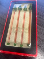 Vintage Georges Briard Glass Stirrers~Christmas Trees~Set of 4~#S1165-00~Taiwan picture