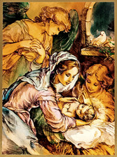 Lot of 9 VTG Forget Me Not Embossed Christmas Greeting Cards Mary & Baby Jesus picture
