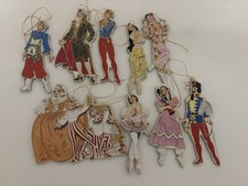 VTG Nutcracker Ballet Cardboard Ornaments Die-Cut Christmas Shackman & Co 1997 picture