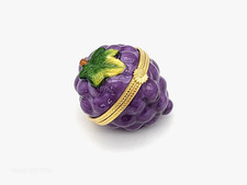 VINTAGE TAKAHASHI PURPLE GRAPE PORCELAIN JEWELRY KEEPSAKE TRINKET BOX EX.COND picture