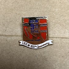 VINTAGE IBEW LOCAL LAPEL PIN UNION LU 9th DISTRICT 100 years picture