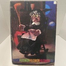 Halloween Vintage Gemmy 16” Animated Rocking Witch 1991 Glowing Eyes&Sound WORKS picture