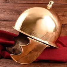 Roman Montefortino Ulfberth Helmet 18G Steel Brass Plated Medieval Armor LARP picture