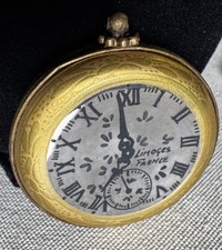 Vintage French Limoges Rochard Pocket Watch Shaped Box- Silver And Gold Tone picture