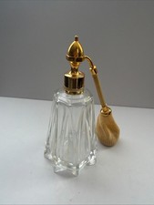 VINTAGE MARCEL FRANCK PARIS FRANCE CRYSTAL PERFUME ATOMIZER GOLD TONE GLASS READ picture