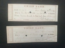 2 Checks - Union Bank Boston 1859 picture