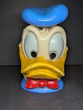 Vintage 1971 Walt Disney DONALD DUCK Head Coin Bank - Play Pal Plastics 10
