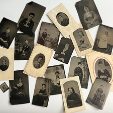 Antique Tintype Photograph Beautiful Victorian Young Fashionable Woman Lot Of 19 picture
