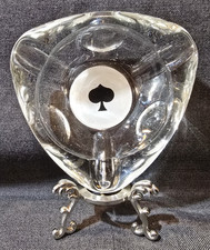 Vintage 1960s French France Reims Spade Poker Card Game Crystal Ashtray picture