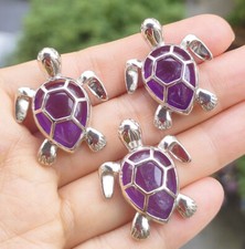 10pcs Cute Amethyst Gems Sea Turtle Pendants stone Chakra Reiki Amulet picture
