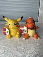 Vintage 1999 Pokémon Pikachu Charmander Plush Bath Sponge Buddie Set NWT RARE picture