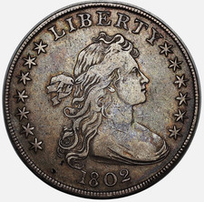1802 Draped Bust Dollar *Ultra Key Date,  Choice VF+ picture