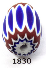 Small Oval Venetian Antique Chevron Trade Bead African 1830 Bg 89 Italian picture