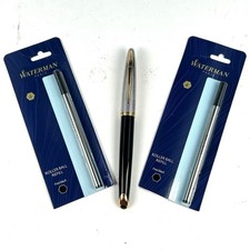 Waterman Carene Deluxe Rollerball Black Lacquer Silver Cap Gold Trim France picture