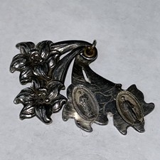 VINTAGE STERLING SILVER Lillies RELIGIOUS SLIDE LOCKET MEDAL CHARM picture