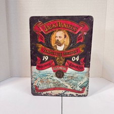 Vintage Jack Daniels Whiskey 1904 Gold Medal Hinged Tin Box St Louis Worlds Fair picture