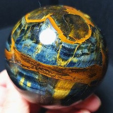 RARE 409g Natural Blue Tiger's Eye Sphere Ball/ Energy Agate / Healing A4950 picture