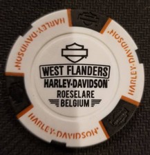WEST FLANDERS HD ~ BELGIUM (White/Black/Orange) International Harley Poker Chip picture