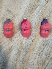 Vintage 1992 Soviet Russian Glass Christmas Ornaments Three Little Pigs Set Box picture