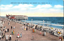 Postcard Bird's eye view of Boardwalk and Concert Hall Ocean City N.J picture