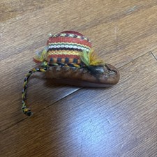 Shoe Shaped Leather Pin Cushion with Fabric Top picture