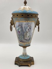 Antique 19th C Louis XV Style Sevres Porcelain Vase W Gold Gilt Ormolu Mounts. picture