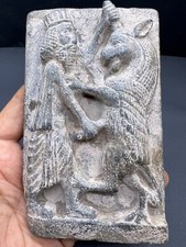 Collectable Pice Rare Old Sumerian Era King Fighting Historical Scene Schist Til picture