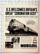 1939 Coronation Scot Train NY World's Fair Mobiloil Vintage Magazine Ad picture