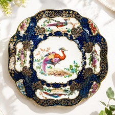 Nice 19th Century Antique Hand Painted Plate Cobalt Blue Gilt Porcelain Bird picture